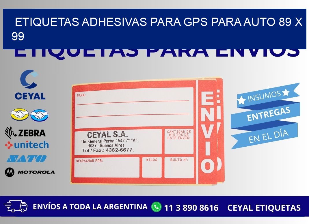 ETIQUETAS ADHESIVAS PARA GPS PARA AUTO 89 x 99