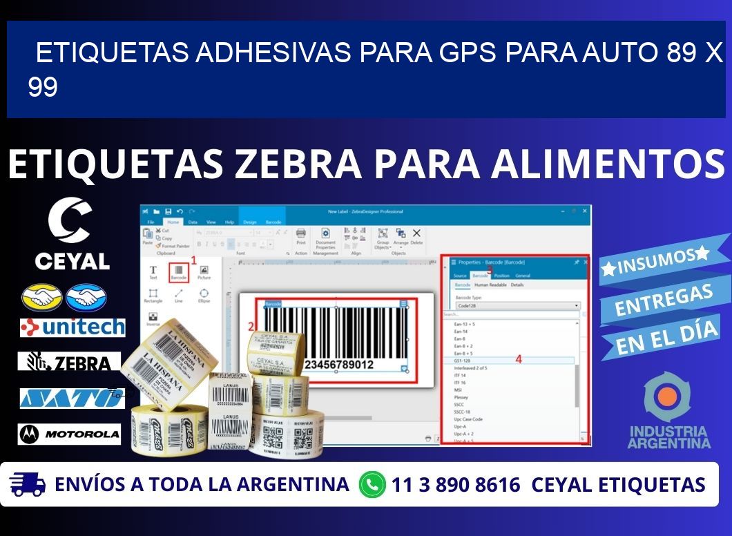 ETIQUETAS ADHESIVAS PARA GPS PARA AUTO 89 x 99