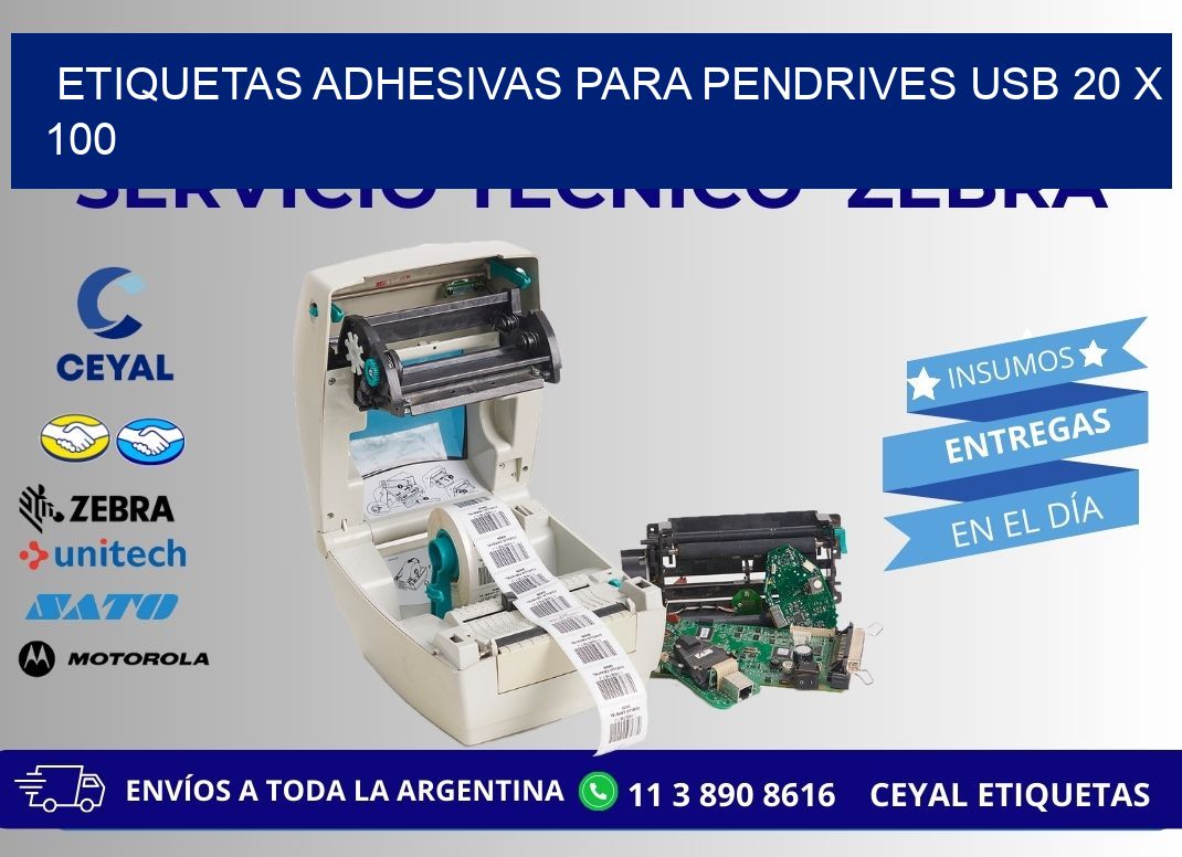 ETIQUETAS ADHESIVAS PARA PENDRIVES USB 20 x 100