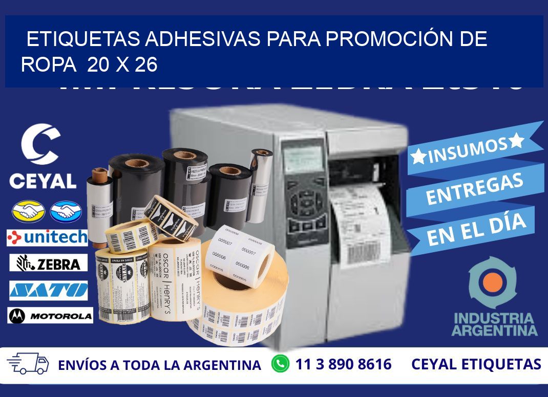 ETIQUETAS ADHESIVAS PARA PROMOCIÓN DE ROPA  20 x 26