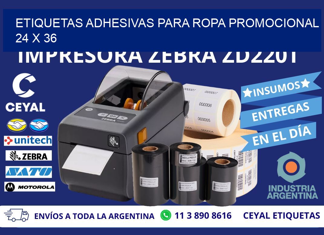 ETIQUETAS ADHESIVAS PARA ROPA PROMOCIONAL  24 x 36