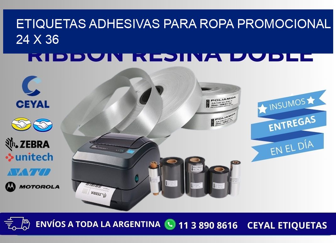 ETIQUETAS ADHESIVAS PARA ROPA PROMOCIONAL  24 x 36