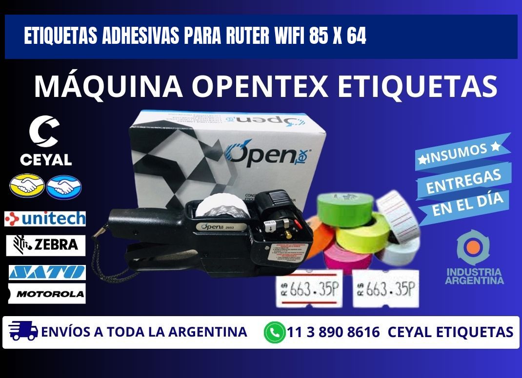 ETIQUETAS ADHESIVAS PARA RUTER WIFI 85 x 64