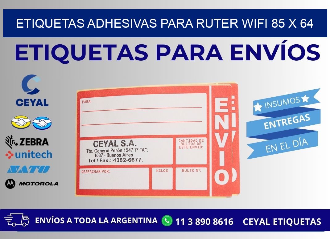 ETIQUETAS ADHESIVAS PARA RUTER WIFI 85 x 64