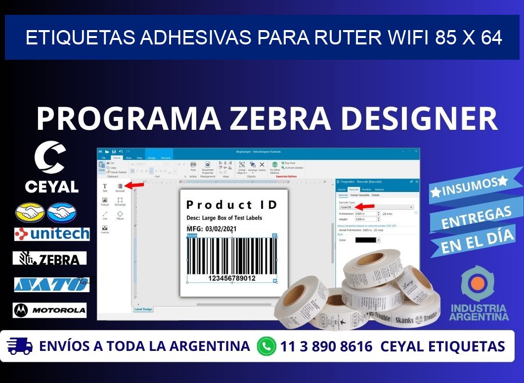 ETIQUETAS ADHESIVAS PARA RUTER WIFI 85 x 64