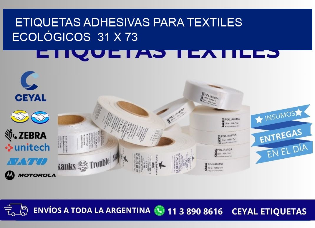 ETIQUETAS ADHESIVAS PARA TEXTILES ECOLÓGICOS  31 x 73