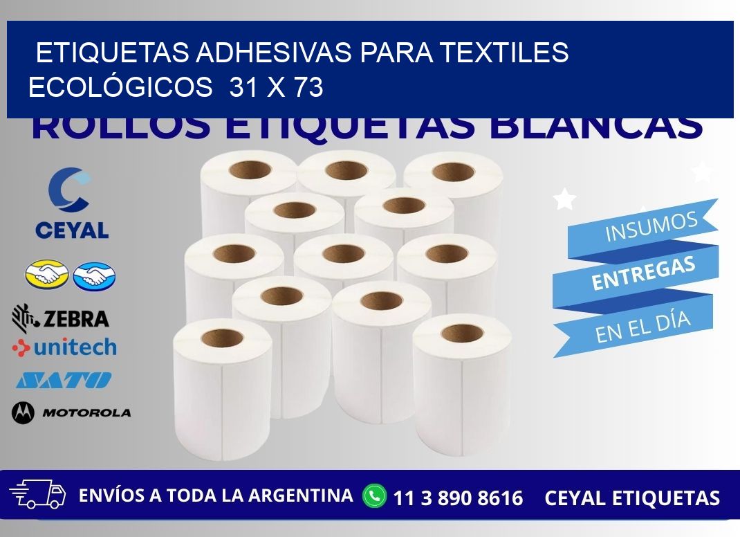 ETIQUETAS ADHESIVAS PARA TEXTILES ECOLÓGICOS  31 x 73