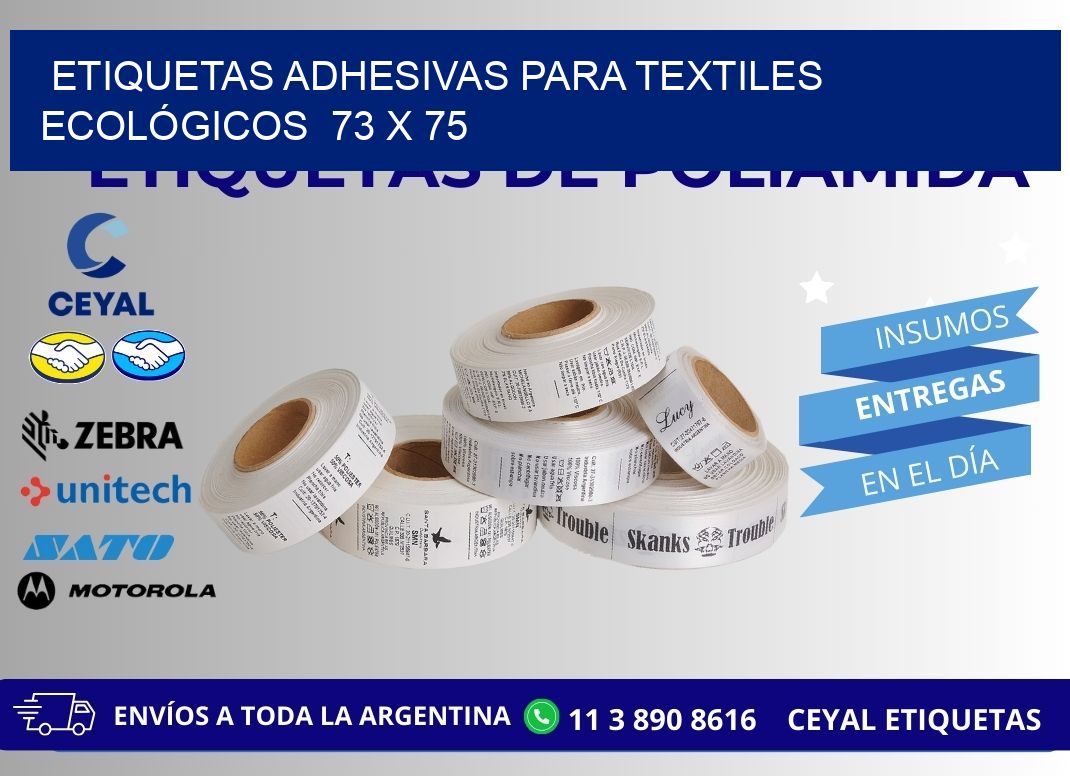 ETIQUETAS ADHESIVAS PARA TEXTILES ECOLÓGICOS  73 x 75