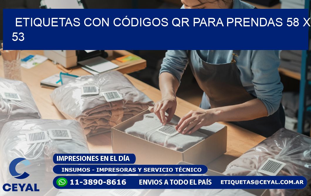 ETIQUETAS CON CÓDIGOS QR PARA PRENDAS 58 x 53