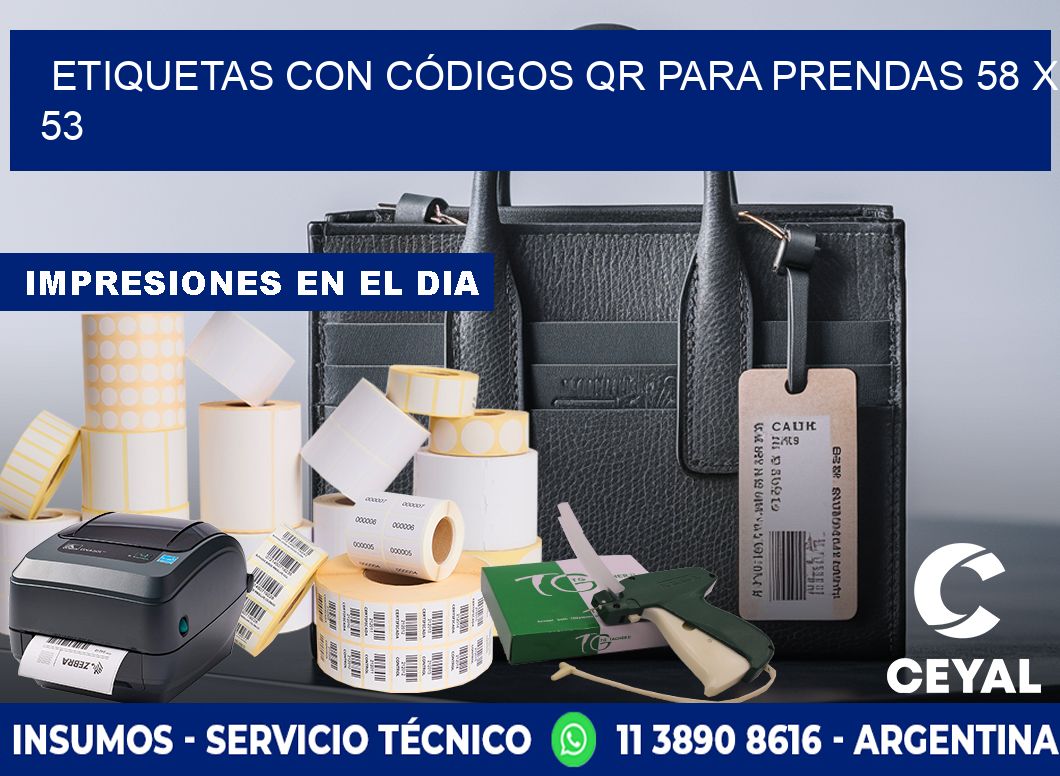 ETIQUETAS CON CÓDIGOS QR PARA PRENDAS 58 x 53