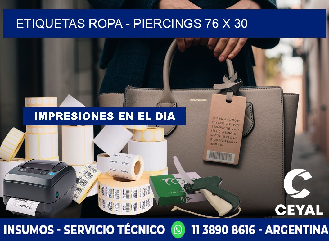 ETIQUETAS ROPA - PIERCINGS 76 x 30