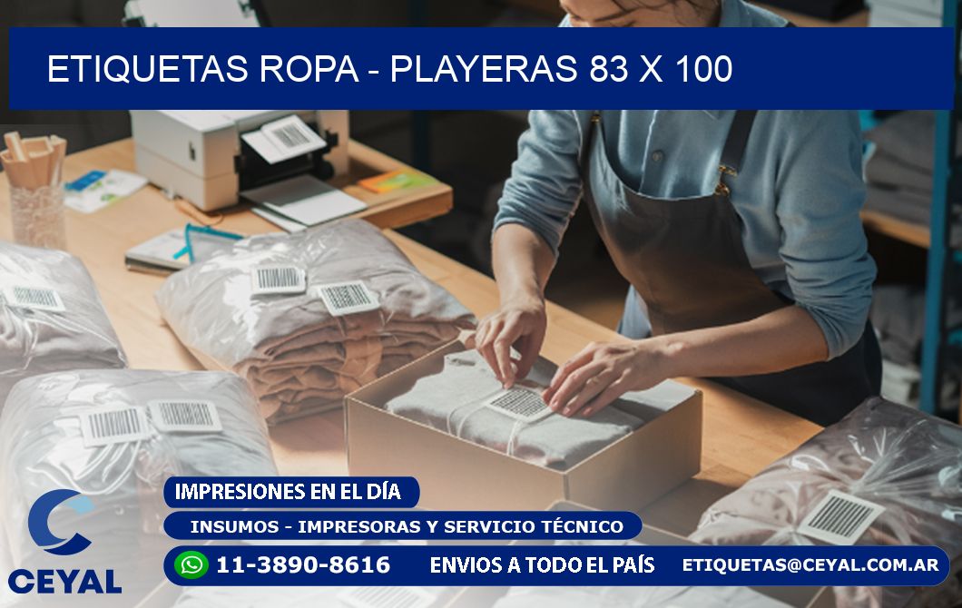 ETIQUETAS ROPA - PLAYERAS 83 x 100