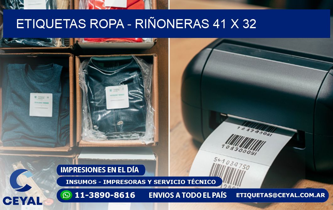 ETIQUETAS ROPA - RIÑONERAS 41 x 32