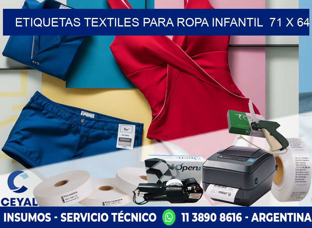 ETIQUETAS TEXTILES PARA ROPA INFANTIL  71 x 64