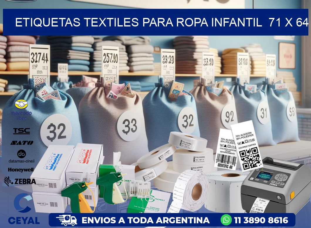 ETIQUETAS TEXTILES PARA ROPA INFANTIL  71 x 64