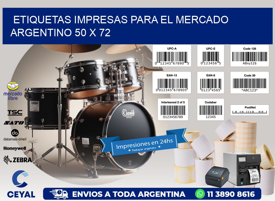 Etiquetas Impresas para el Mercado Argentino 50 x 72