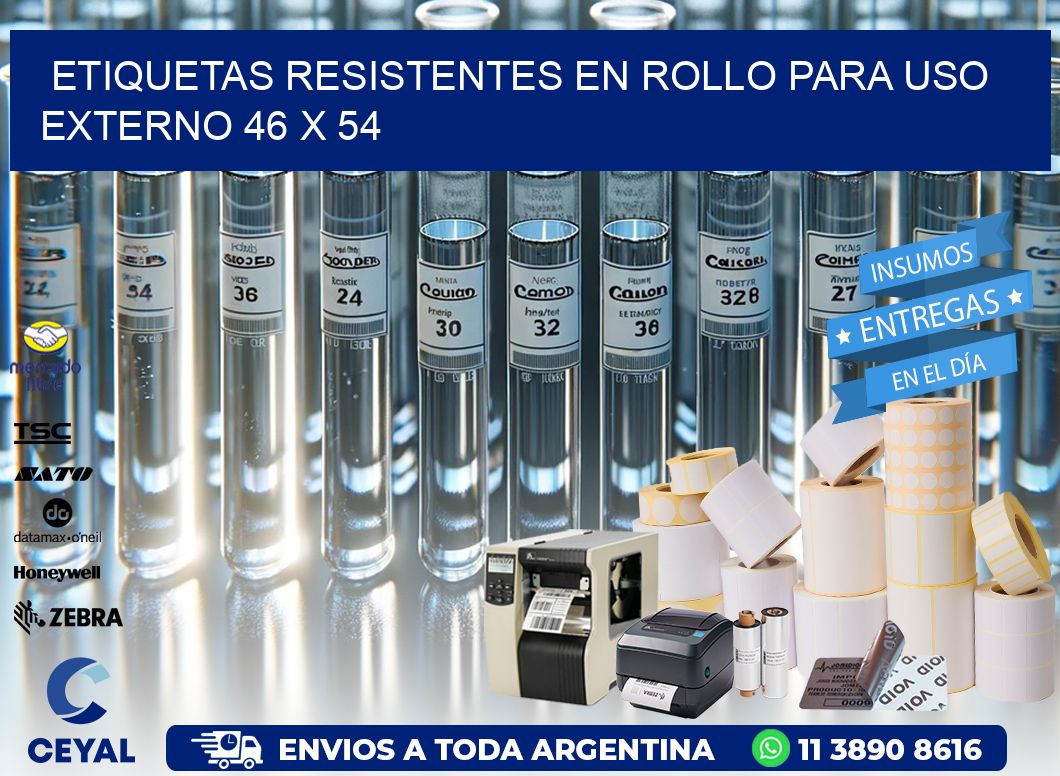 Etiquetas Resistentes en Rollo para Uso Externo 46 x 54