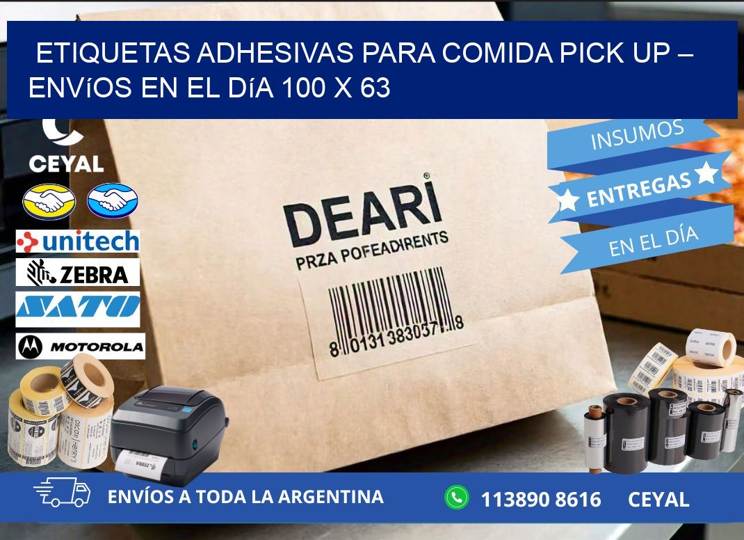 Etiquetas adhesivas para comida pick up – Envíos en el día 100 x 63