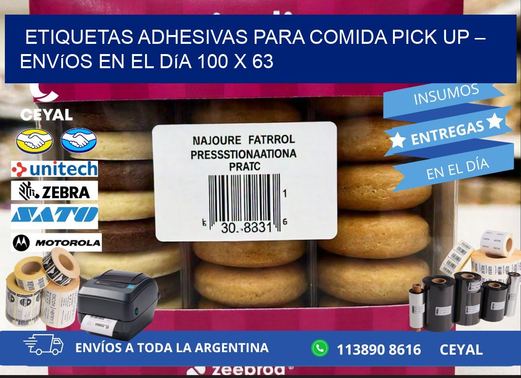 Etiquetas adhesivas para comida pick up – Envíos en el día 100 x 63