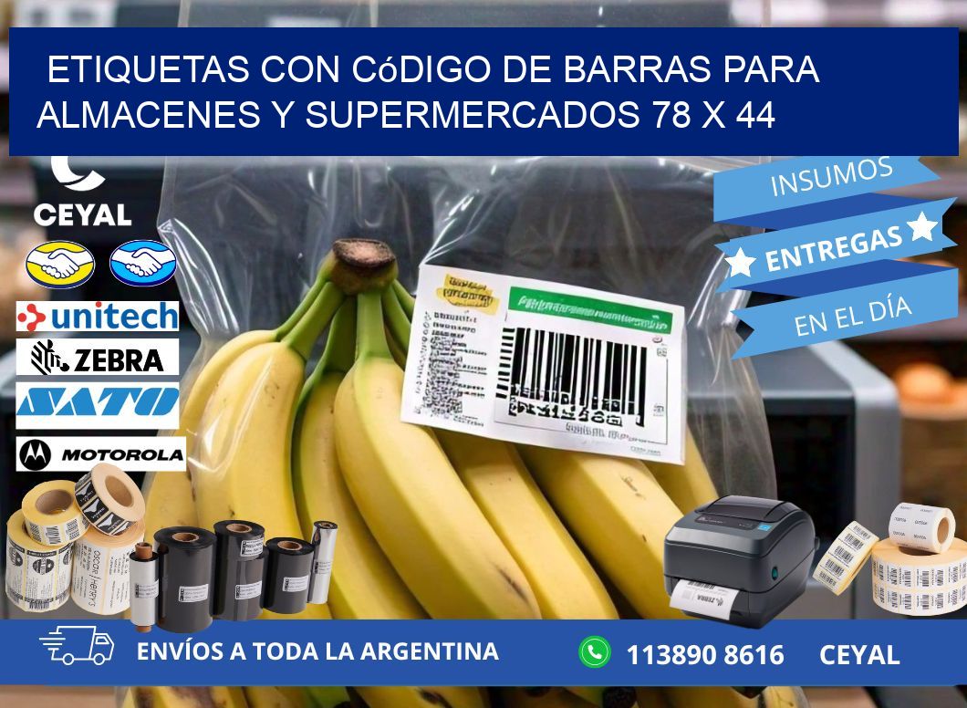 Etiquetas con código de barras para almacenes y supermercados 78 x 44