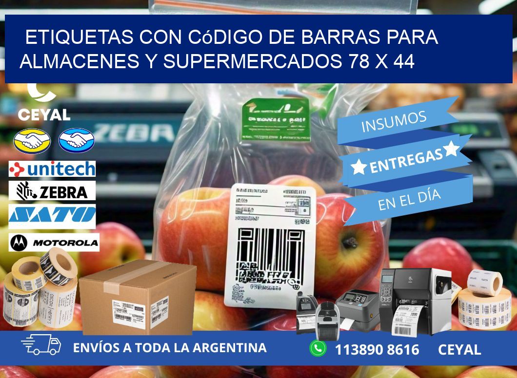 Etiquetas con código de barras para almacenes y supermercados 78 x 44