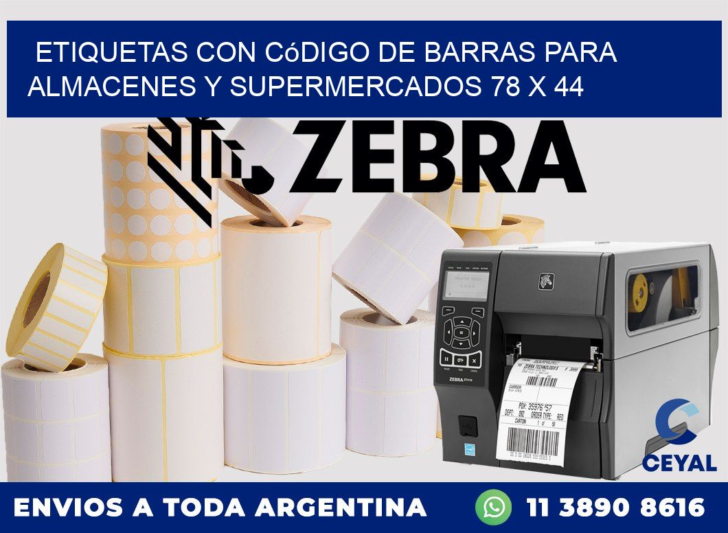 Etiquetas con código de barras para almacenes y supermercados 78 x 44