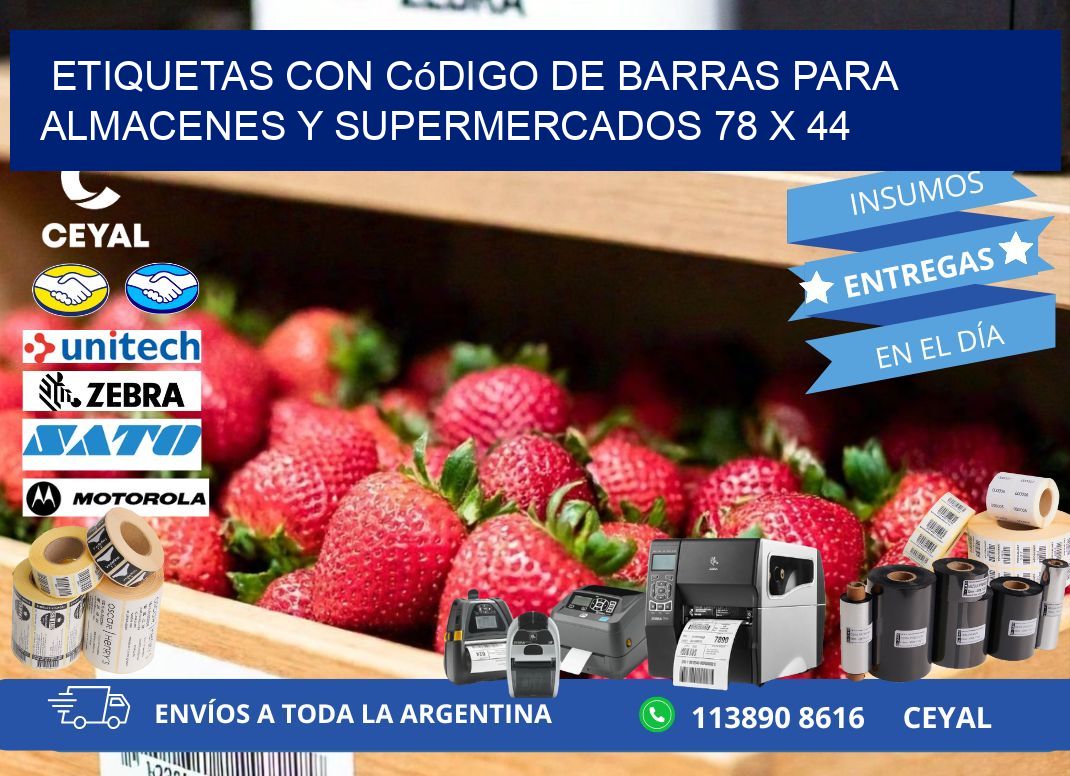 Etiquetas con código de barras para almacenes y supermercados 78 x 44