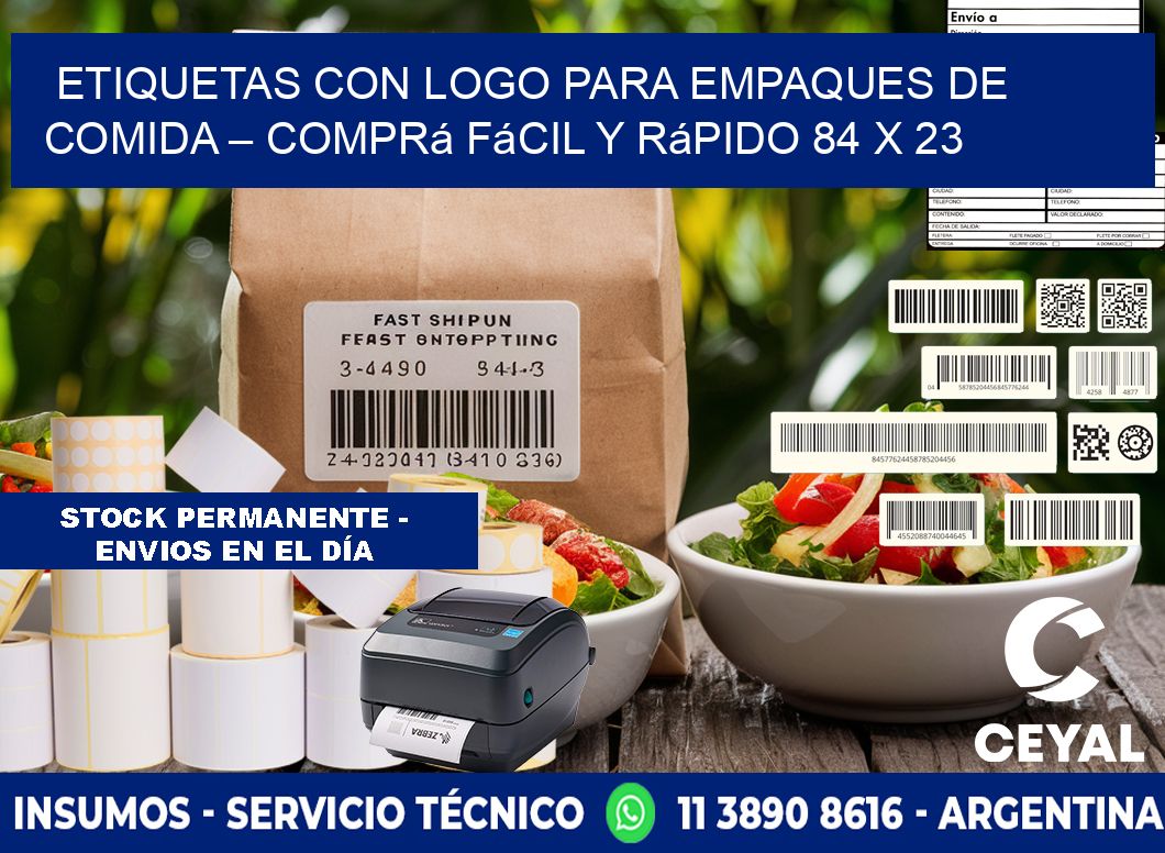 Etiquetas con logo para empaques de comida – Comprá fácil y rápido 84 x 23