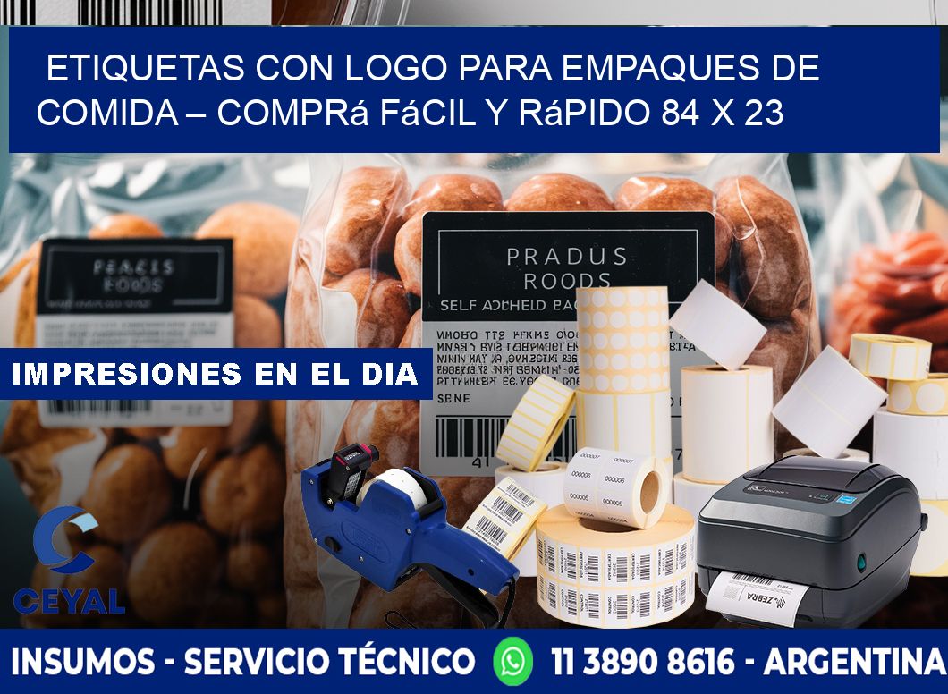 Etiquetas con logo para empaques de comida – Comprá fácil y rápido 84 x 23