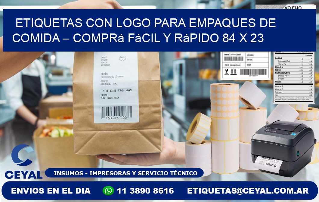 Etiquetas con logo para empaques de comida – Comprá fácil y rápido 84 x 23