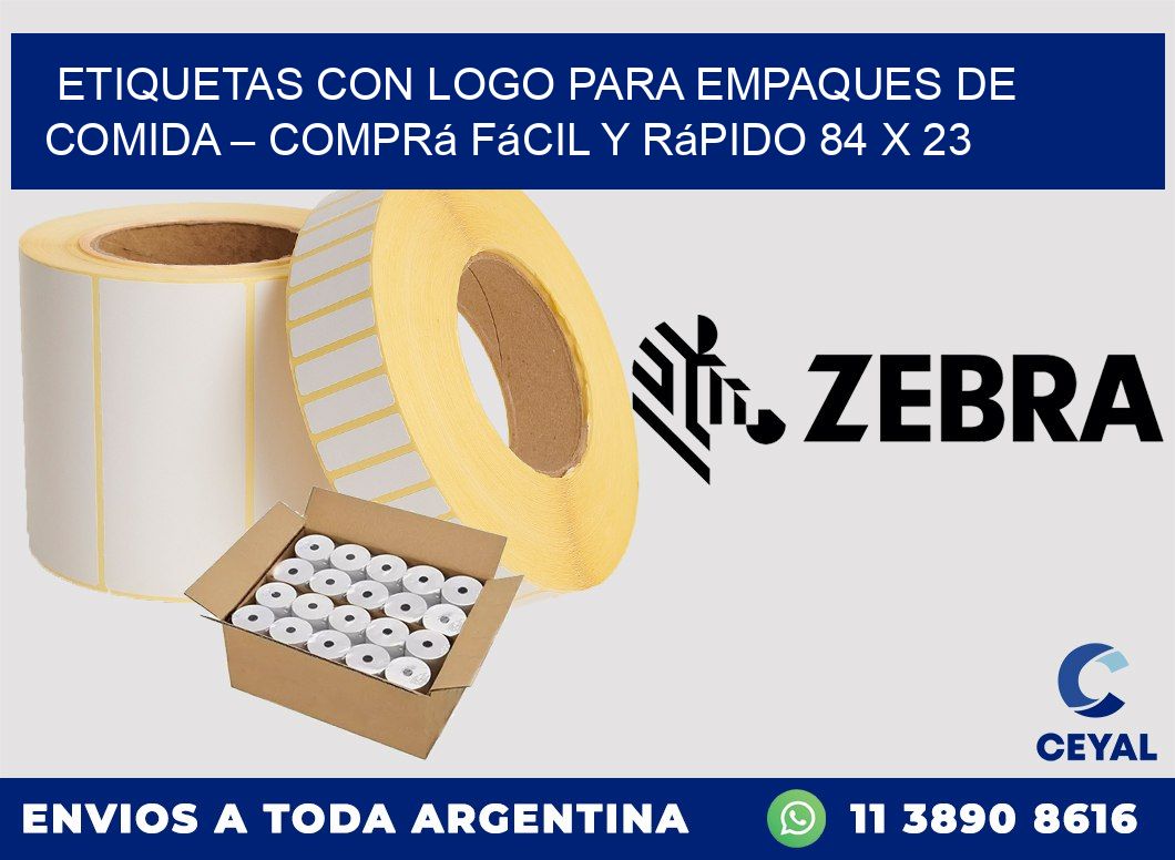 Etiquetas con logo para empaques de comida – Comprá fácil y rápido 84 x 23