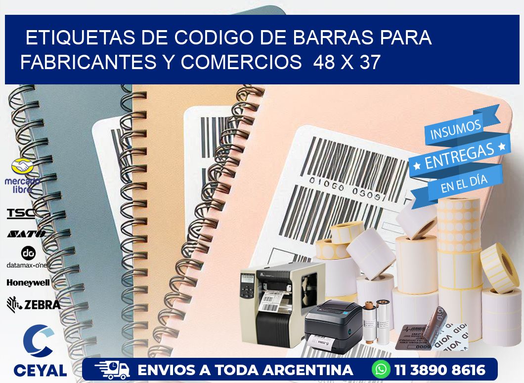 Etiquetas de Codigo de Barras para Fabricantes y Comercios  48 x 37