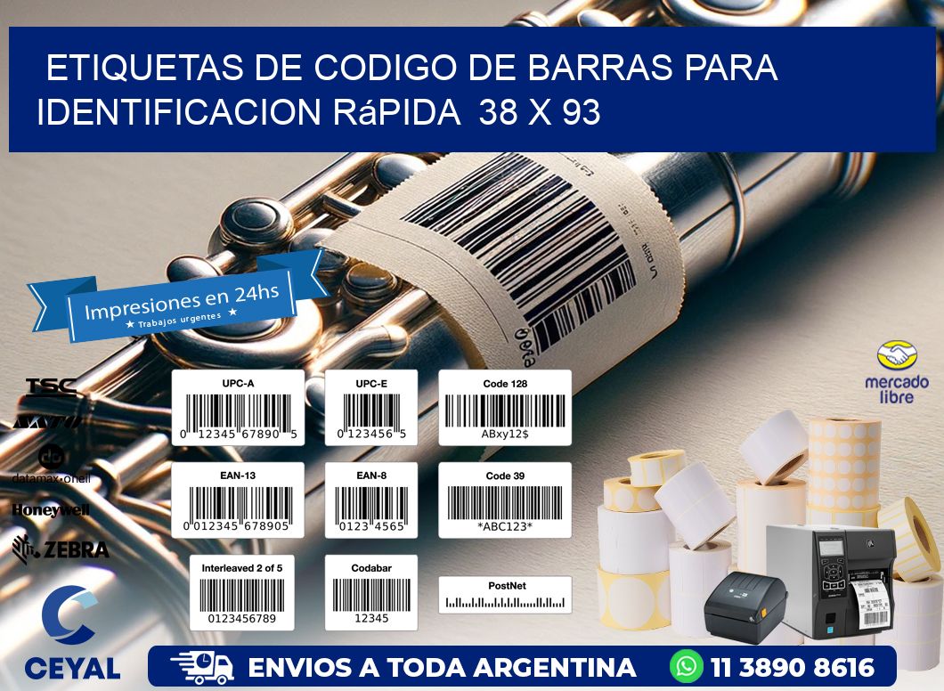 Etiquetas de Codigo de Barras para Identificacion Rápida  38 x 93