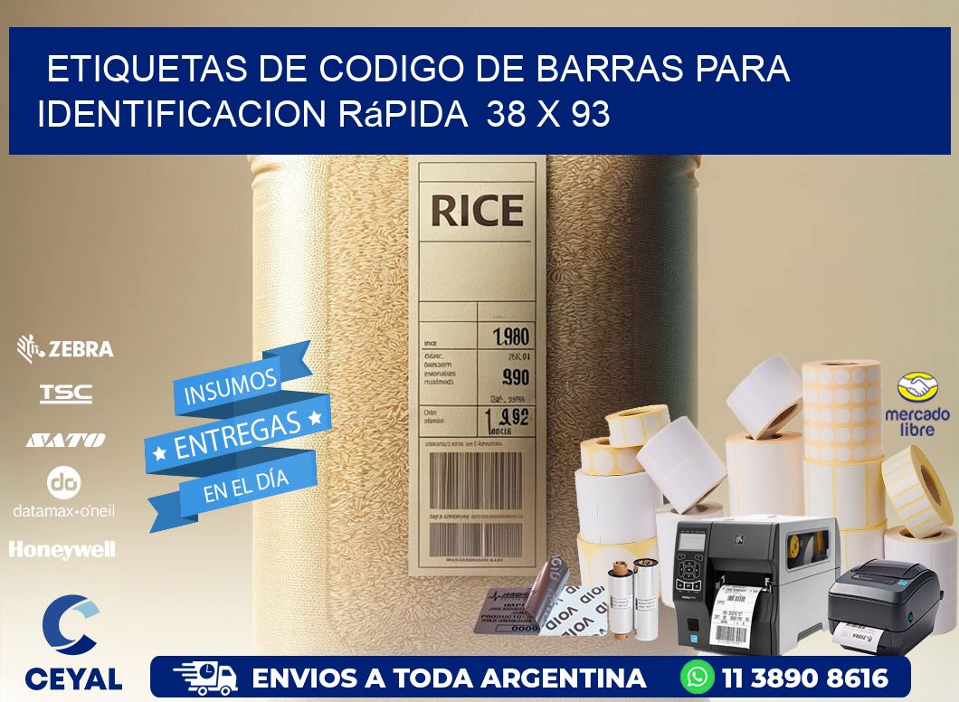 Etiquetas de Codigo de Barras para Identificacion Rápida  38 x 93