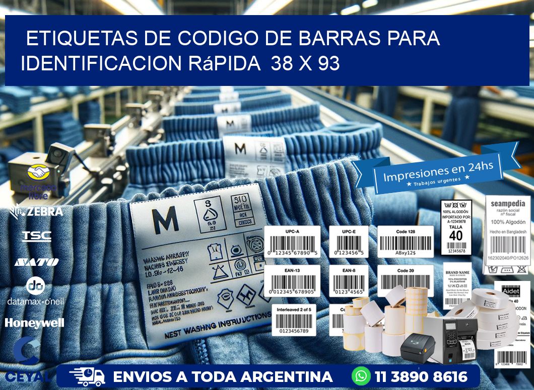 Etiquetas de Codigo de Barras para Identificacion Rápida  38 x 93