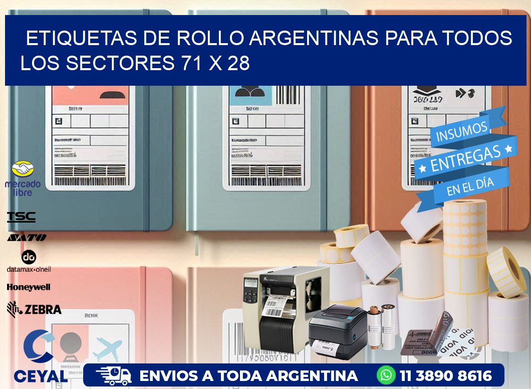 Etiquetas de Rollo Argentinas para Todos los Sectores 71 x 28