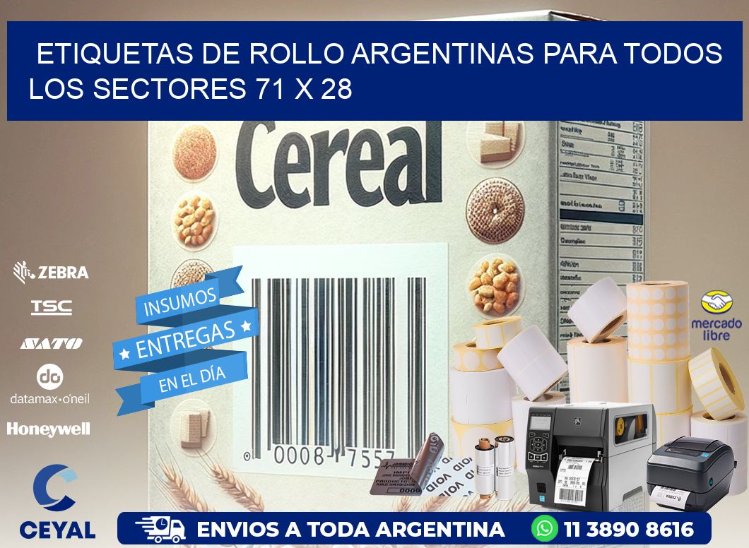 Etiquetas de Rollo Argentinas para Todos los Sectores 71 x 28