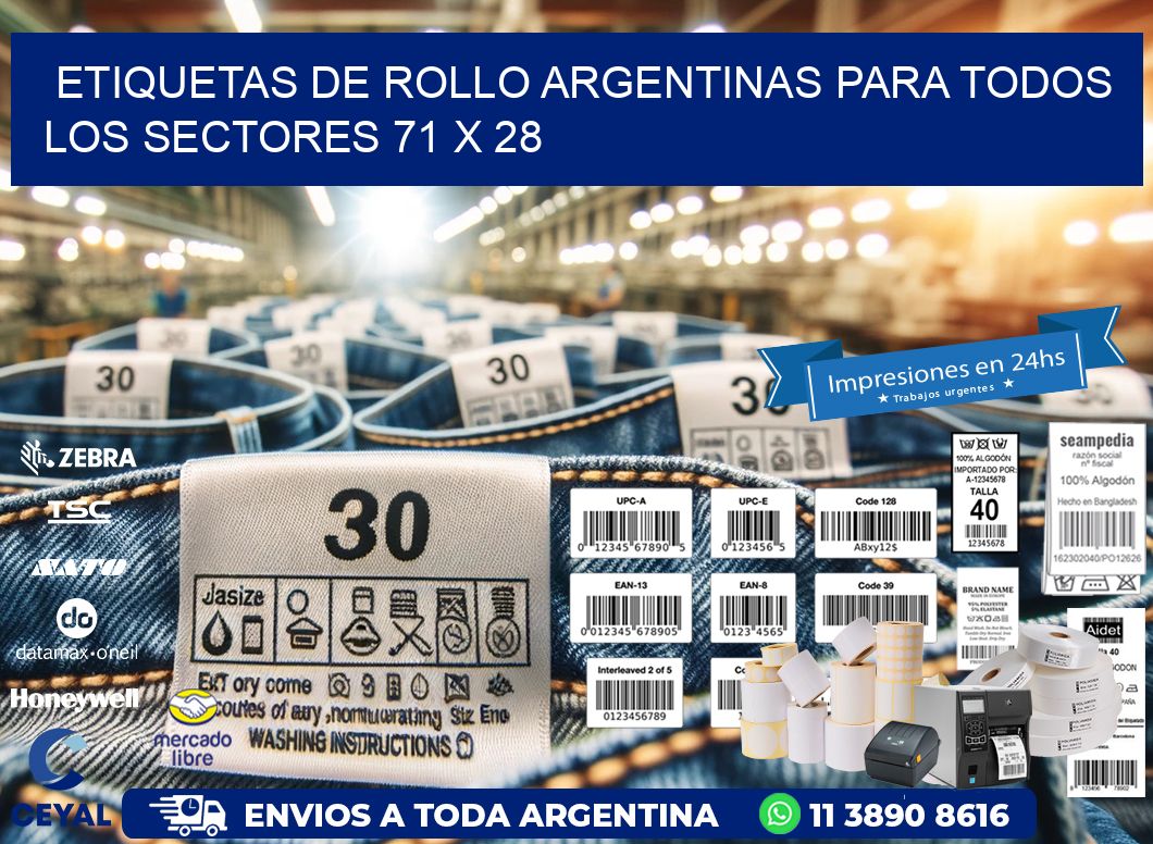 Etiquetas de Rollo Argentinas para Todos los Sectores 71 x 28