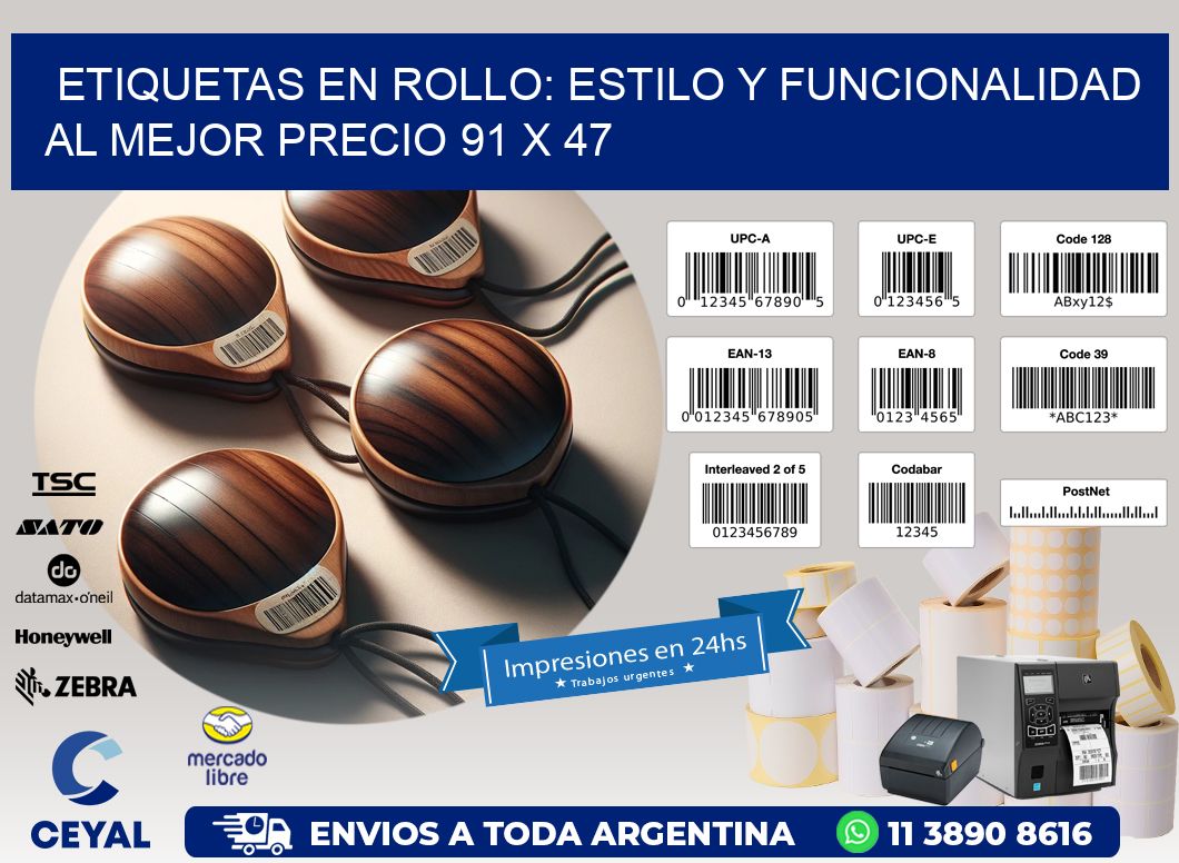 Etiquetas en Rollo: Estilo y Funcionalidad al Mejor Precio 91 x 47