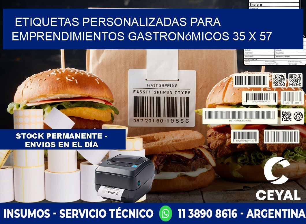 Etiquetas personalizadas para emprendimientos gastronómicos 35 x 57