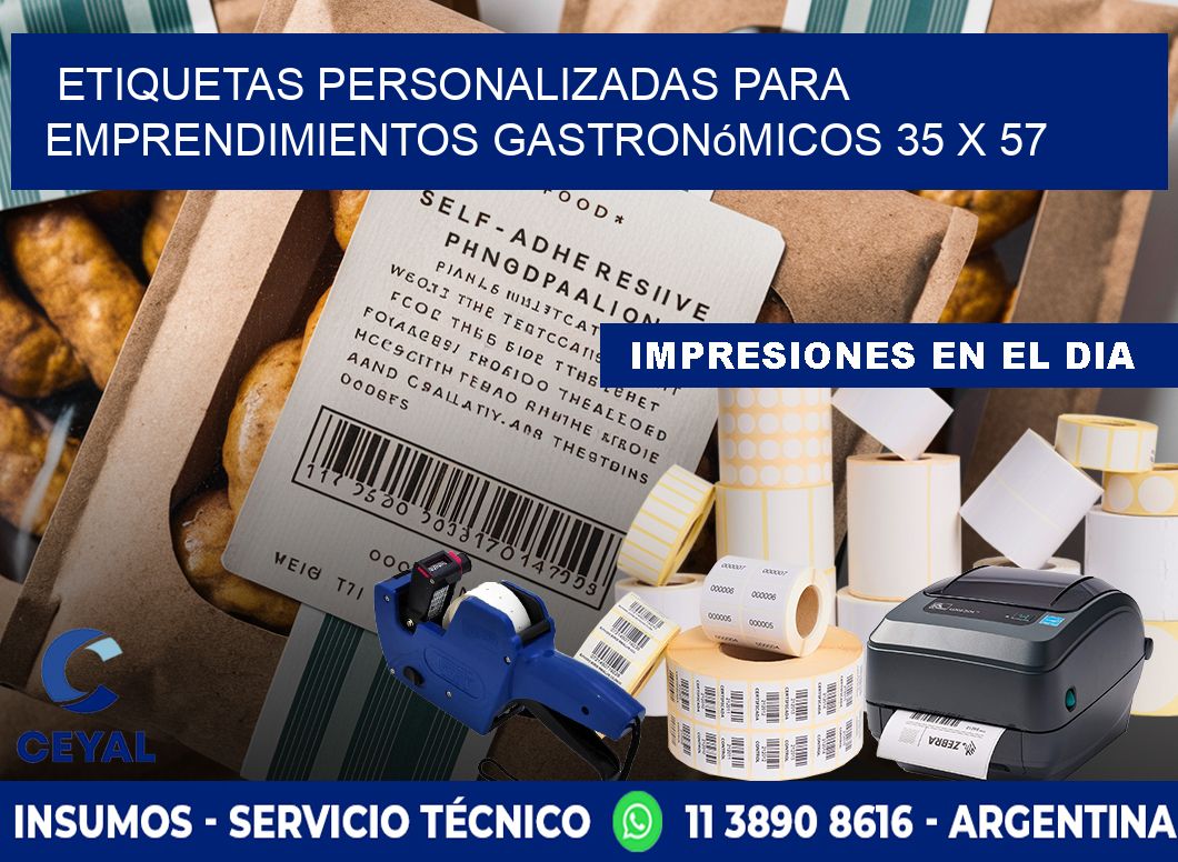 Etiquetas personalizadas para emprendimientos gastronómicos 35 x 57