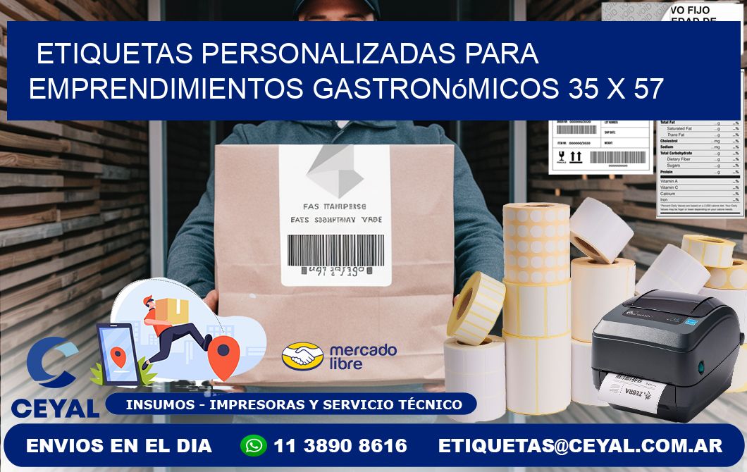 Etiquetas personalizadas para emprendimientos gastronómicos 35 x 57