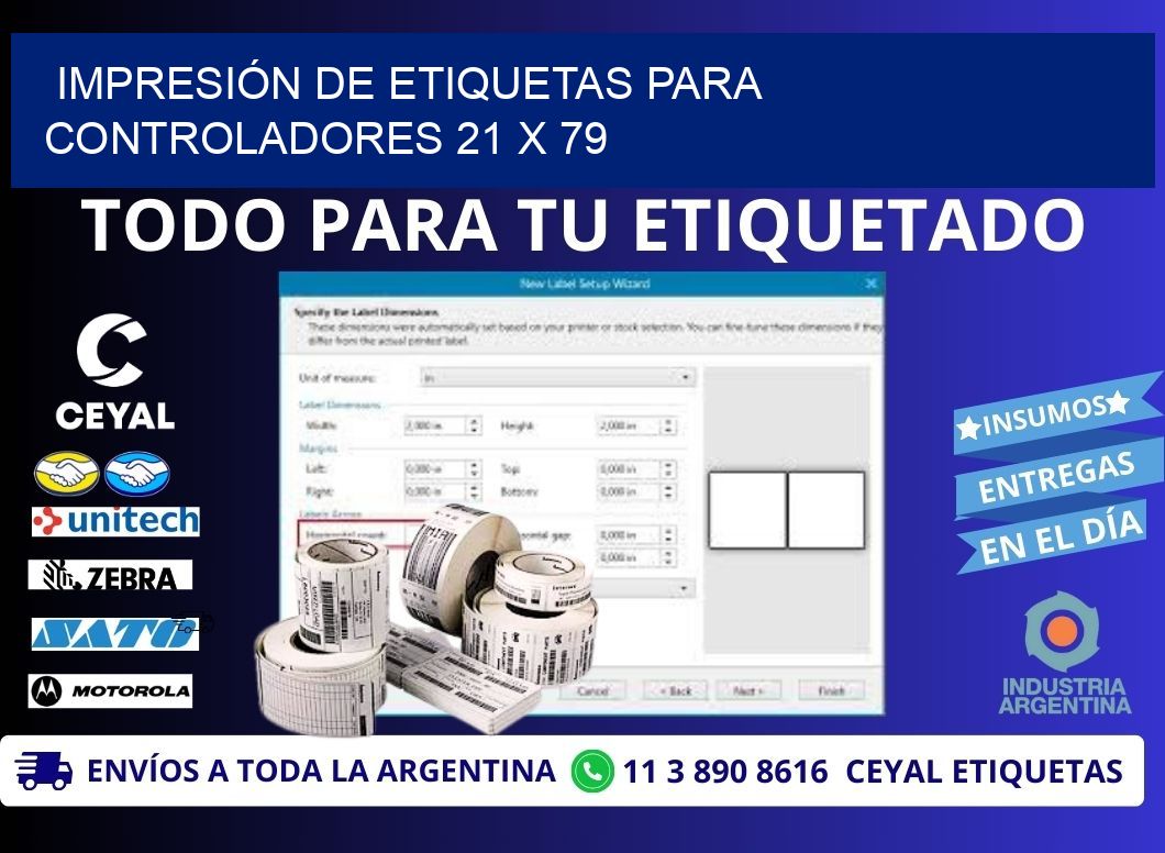 IMPRESIÓN DE ETIQUETAS PARA CONTROLADORES 21 x 79