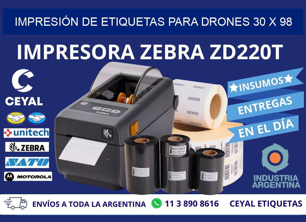 IMPRESIÓN DE ETIQUETAS PARA DRONES 30 x 98