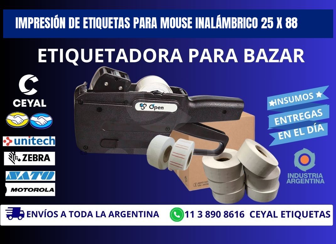 IMPRESIÓN DE ETIQUETAS PARA MOUSE INALÁMBRICO 25 x 88