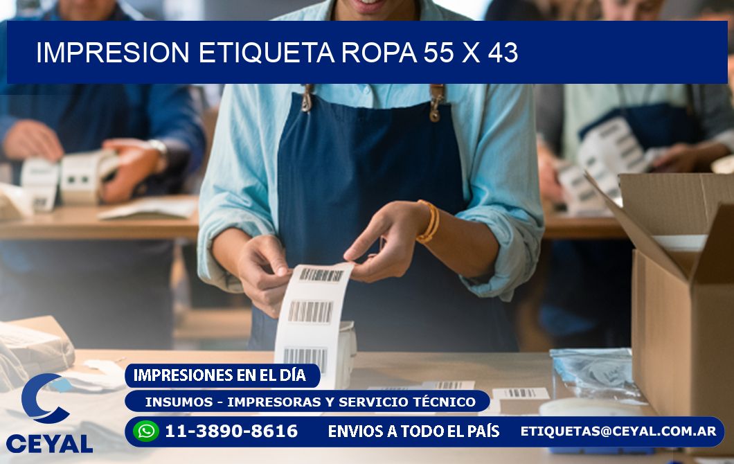 IMPRESION ETIQUETA ROPA 55 x 43