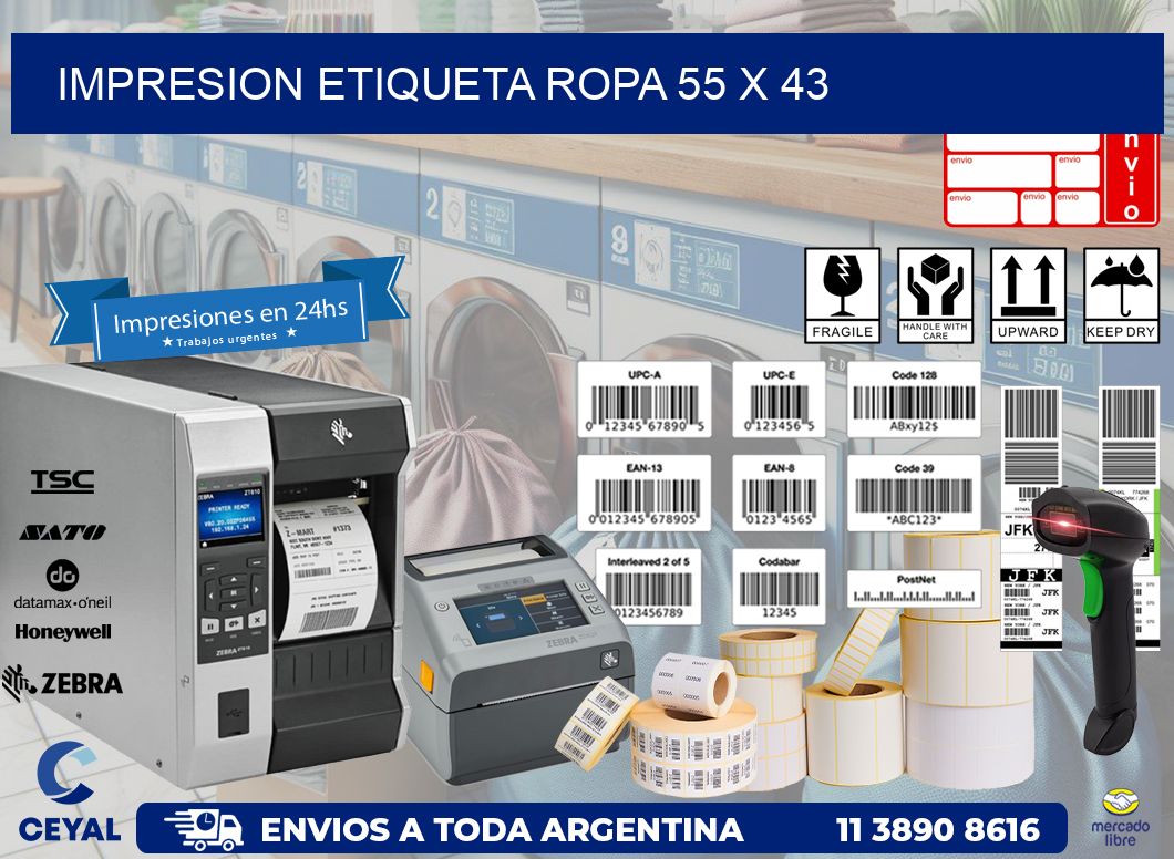 IMPRESION ETIQUETA ROPA 55 x 43