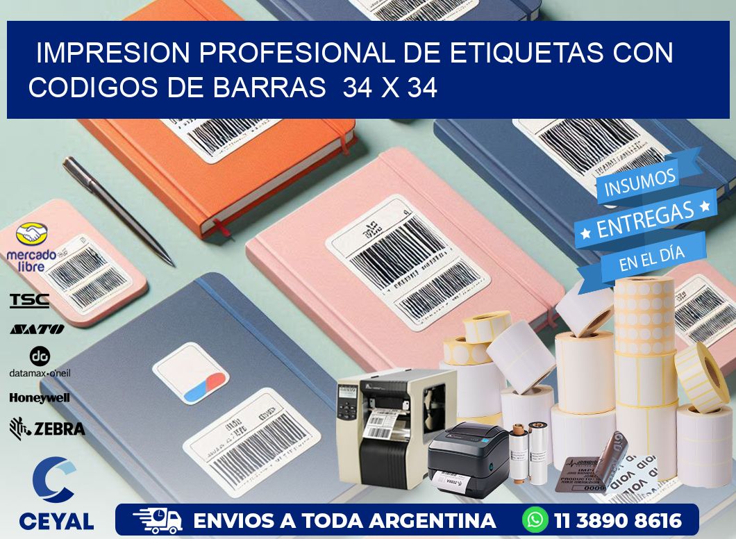 Impresion Profesional de Etiquetas con Codigos de Barras  34 x 34