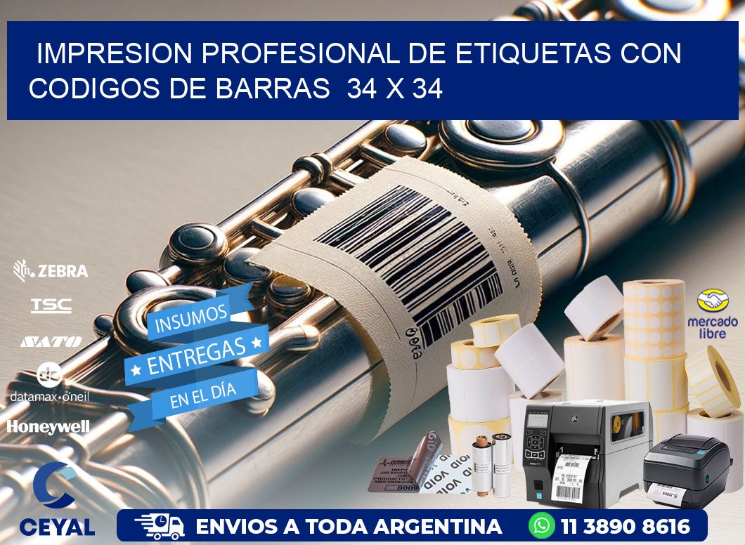 Impresion Profesional de Etiquetas con Codigos de Barras  34 x 34