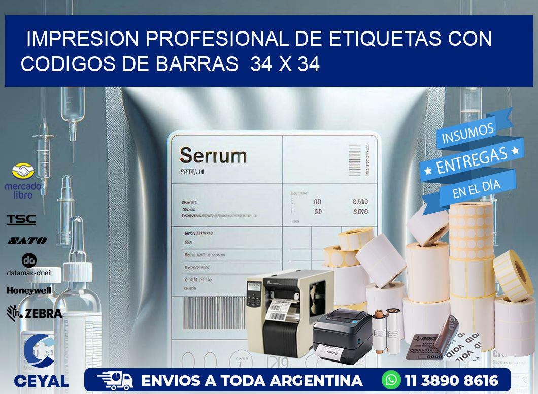 Impresion Profesional de Etiquetas con Codigos de Barras  34 x 34